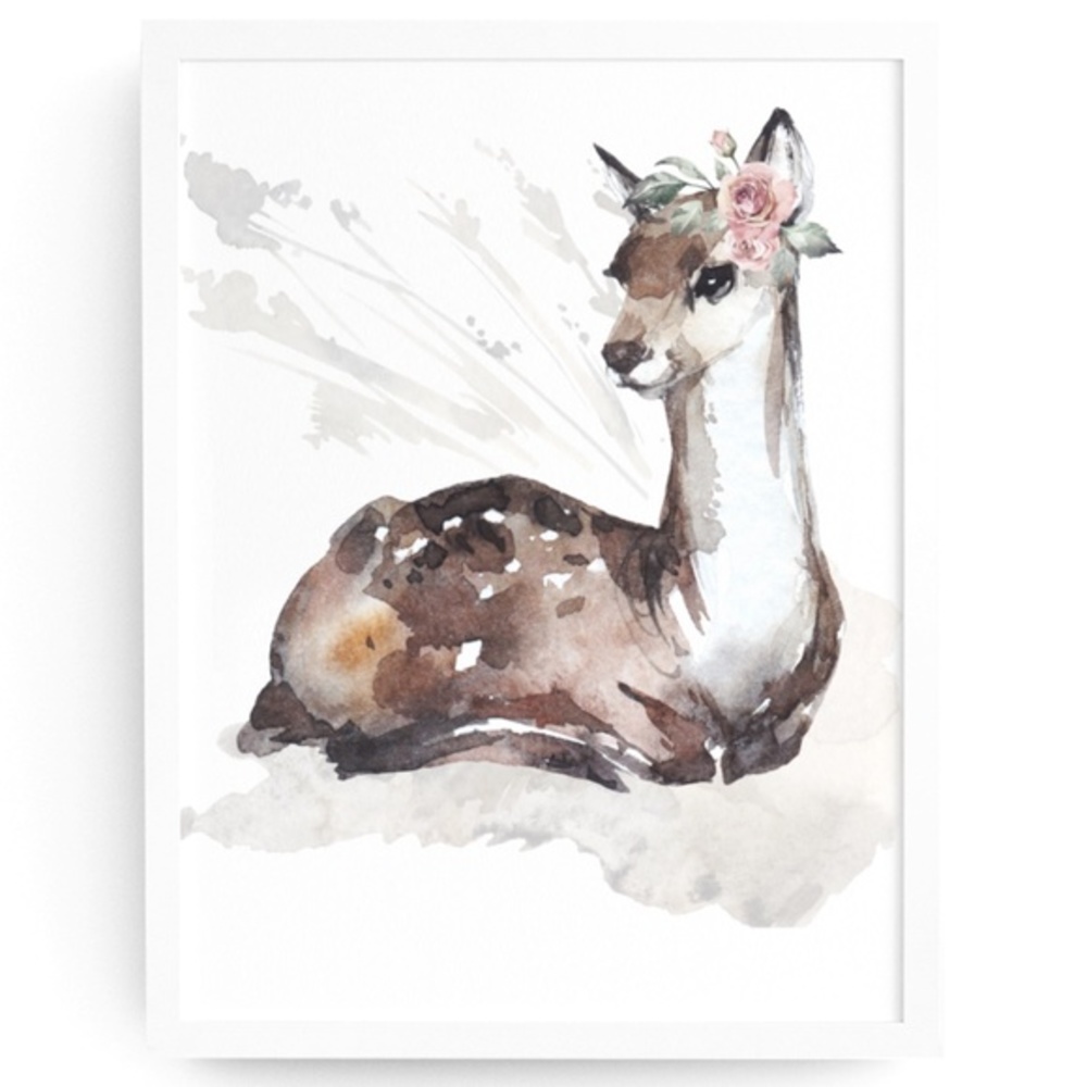 Watercolor Deer Portrait Wall Art Illustration Print Poster Unframed - Picture 2 of 11